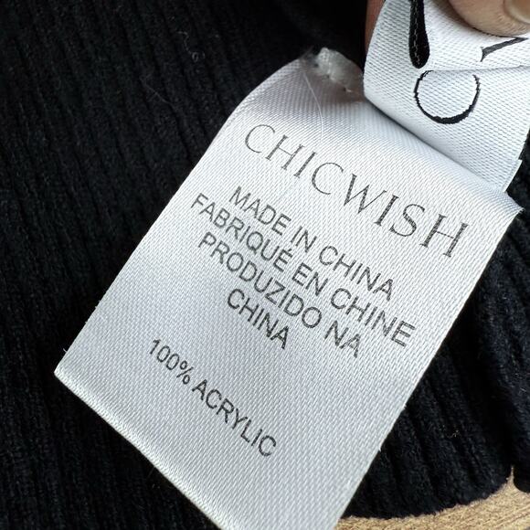 Chicwish black knit sweater with twist in center size S - Picture 8 of 8